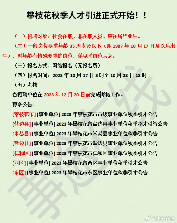 攀枝花市农业局最新招聘启事概览